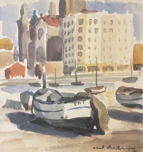 saint-raphael_vers_1930_aquarelle_de_raoul_deschamps_1903-1958_var_provence