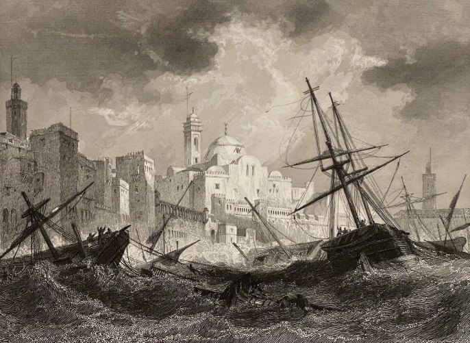 algerie_alger_vue_prise_de_la_mer_gravure_de_1846_afrique_dapres_morel_xixe