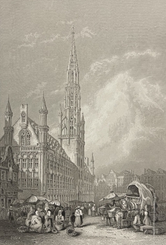 bruxelles_hotel_de_ville_gravure_de_stanfield_vers_1838_belgique_europe
