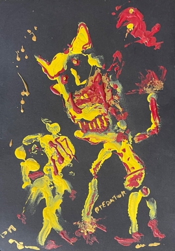 art_vaudou_bresil_predator_peinture_acrylique_monogramme_d_m_vaudun_art_brut
