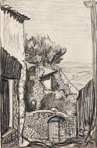 ecole_provencale_village_de_provence_dessin_1918_france