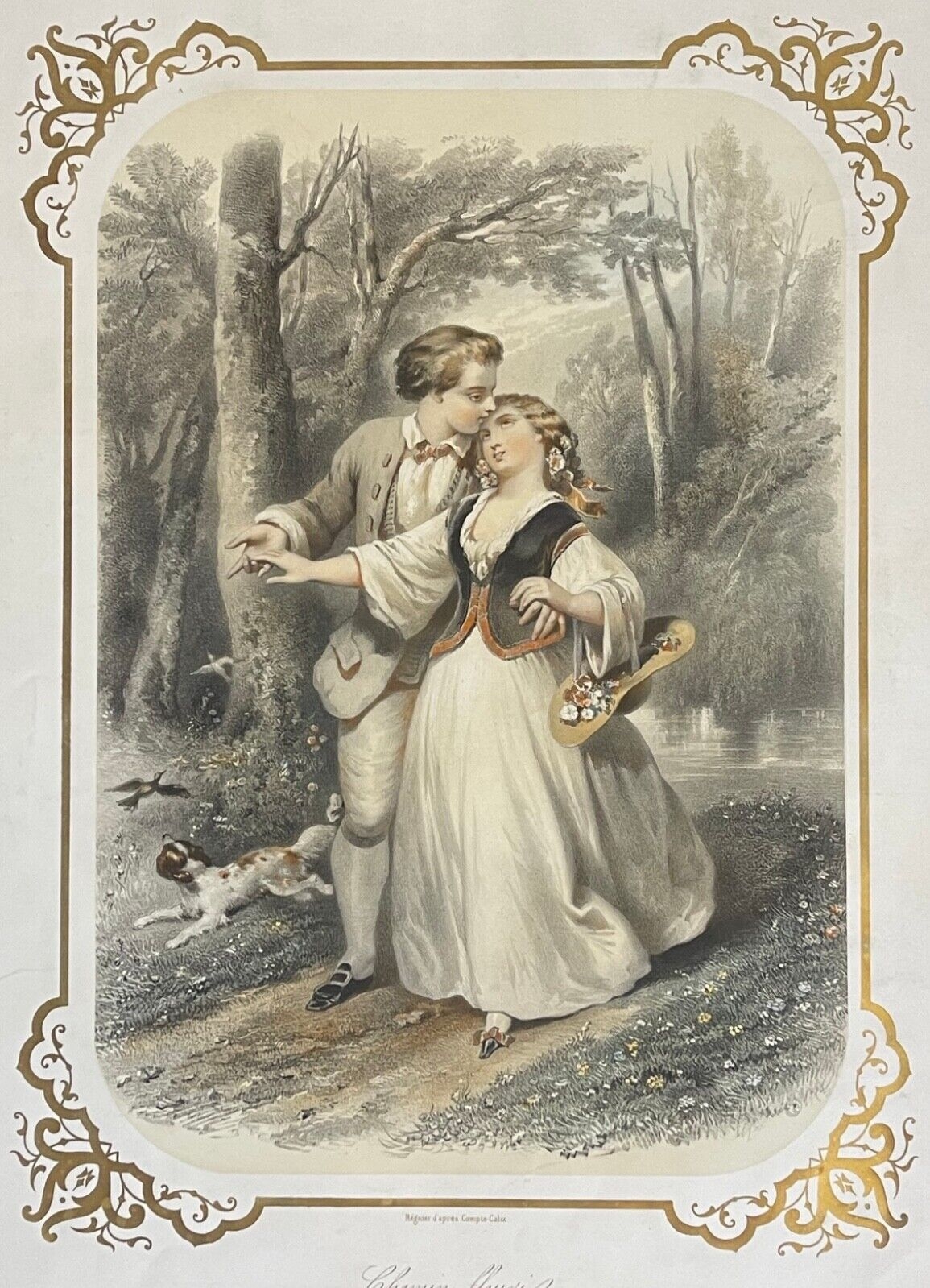 chemin_fleuri_amour_champetre_galant_post_romantisme_lithographie_1863_france