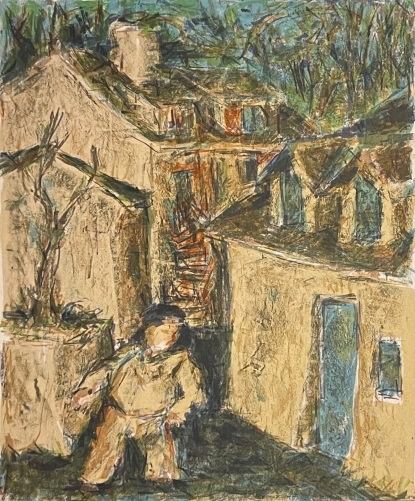 antoine_arlandis_1946____?_lithographie_ruelle_de_village_france