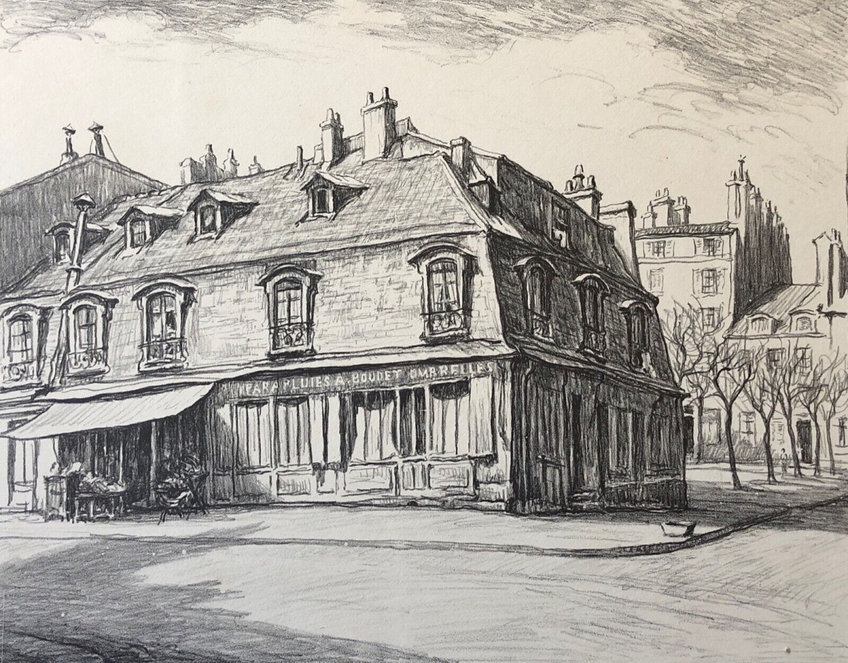 versailles_rene_aubert_1894-1977_litho_1951_signee_au_crayon_parapluies_boudet