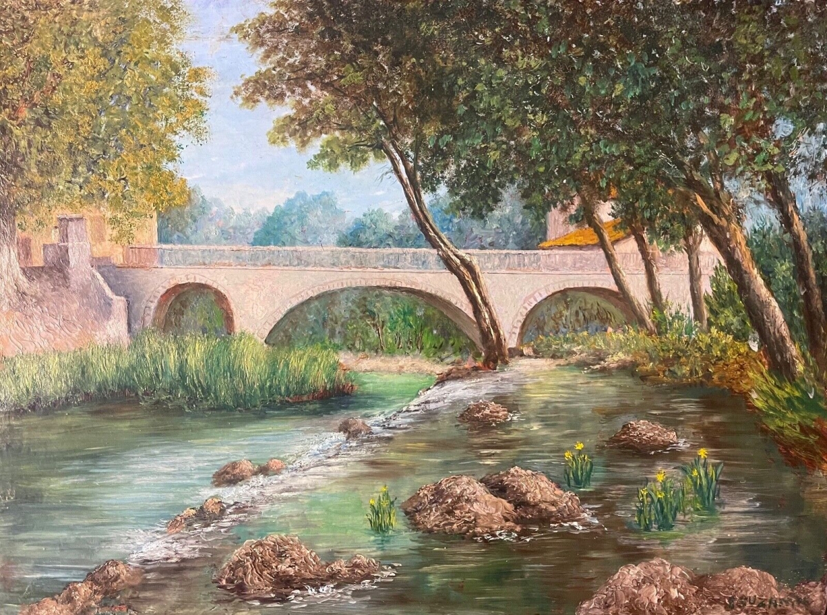 brignoles_vieux_pont_des_augustins_peinture_acrylique_sur_bois_provence_france
