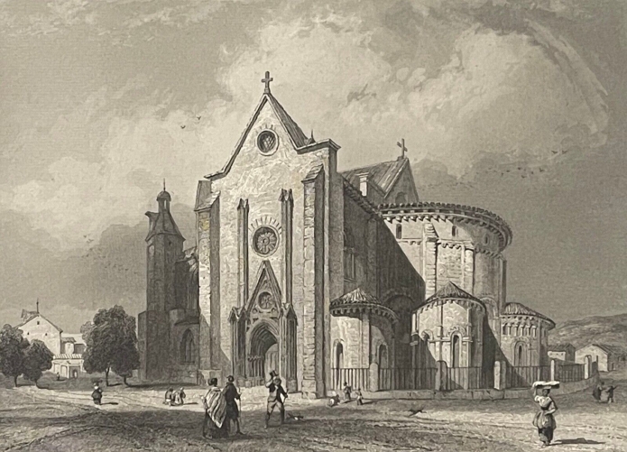 sainte-caprais_a_agen_lot-et-garonne_eglise_romane_gravure_par_rouargue_1838