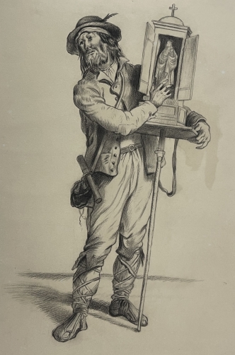 vendeur_ambulant_dobjets_religieux_colporteur_italie_dessin_graphite_vers_1860