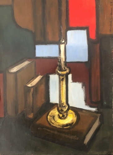 expressionnisme_la_bougie_peinture_sur_papier_epais_signee_michel_collier_1965