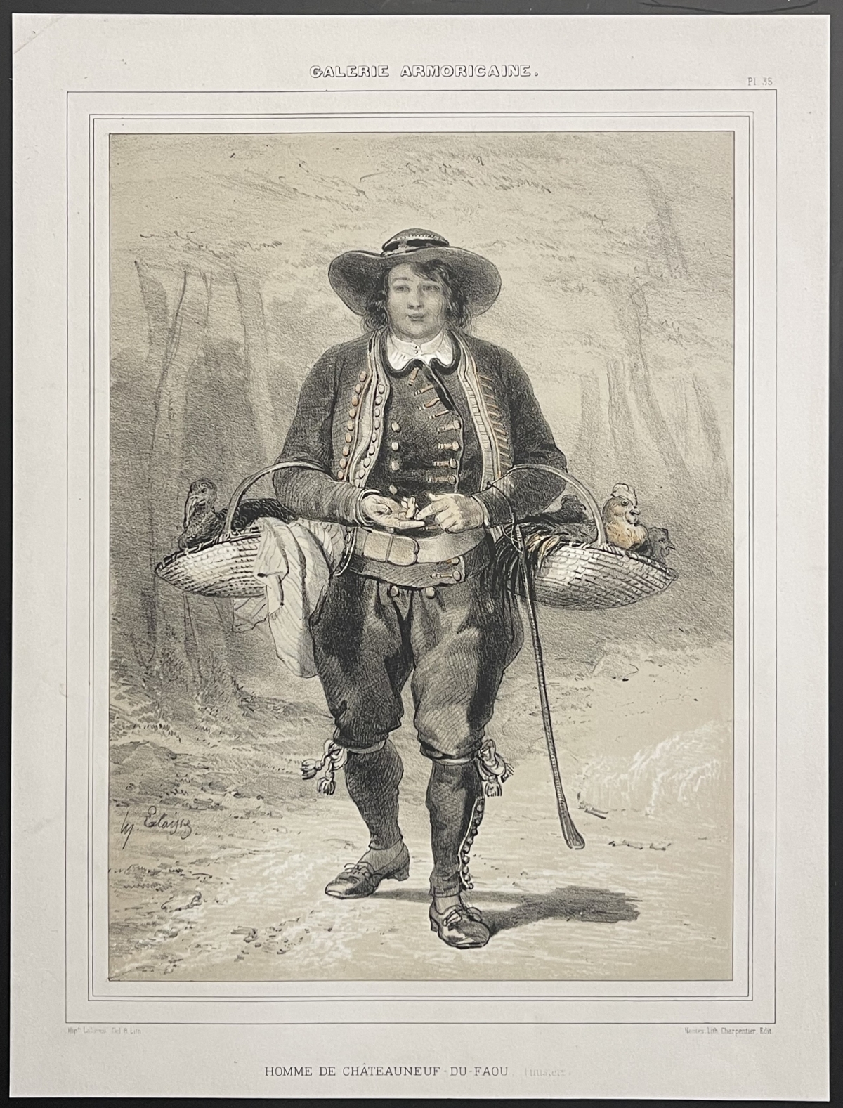 Lithographie Ancienne - Homme De Noyal-Pontivy (Morbihan) - Galerie Armoricaine Par Lalaisse