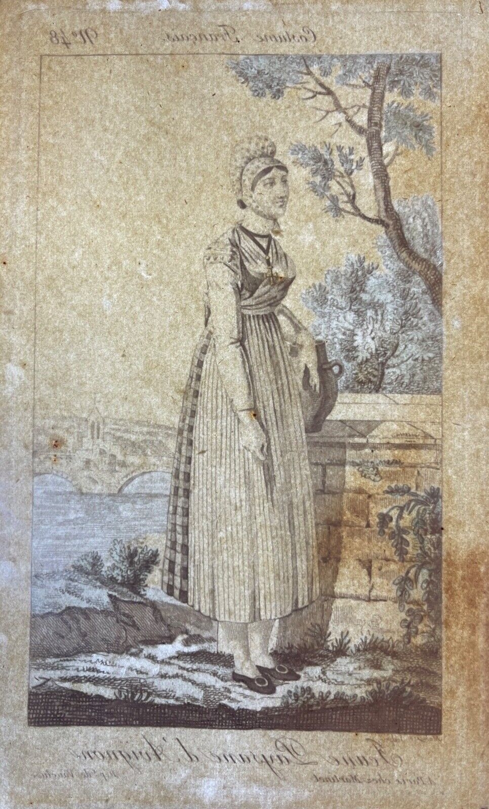 avignon_jeune_paysanne_gravure_originale_de_1815_vaucluse_france