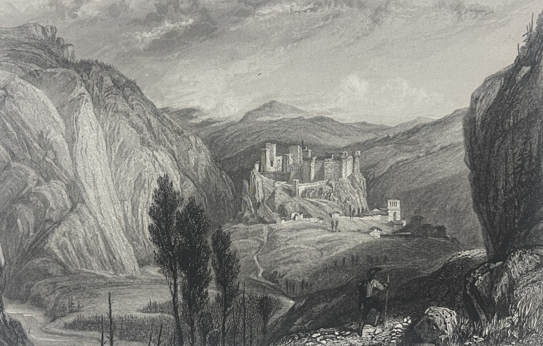 arlempdes_le_chateau_gravure_de_rouargue_haute-loire_vers_1840_france