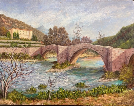 vins-sur-caramy_var_pont_romain_peinture_acrylique_sur_bois_france