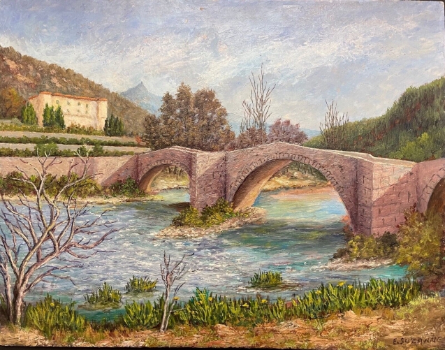 vins-sur-caramy_var_pont_romain_peinture_acrylique_sur_bois_france