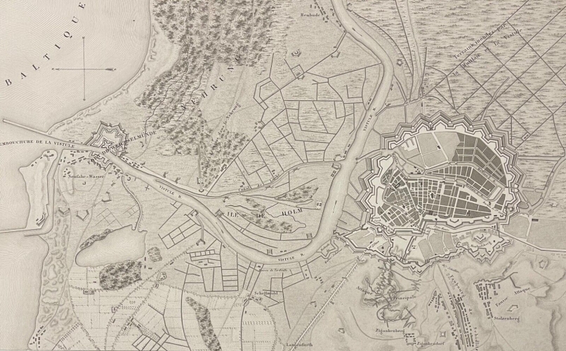 pologne_siege_de_dantzig_1813_empire_napoleon_bonaparte_gdansk_carte_1848
