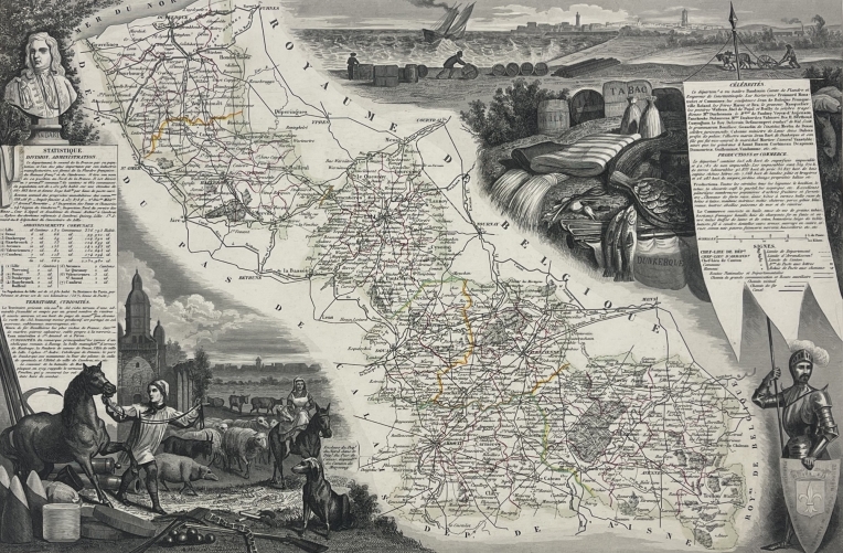 nord_departement_carte_originale_de_1850_france