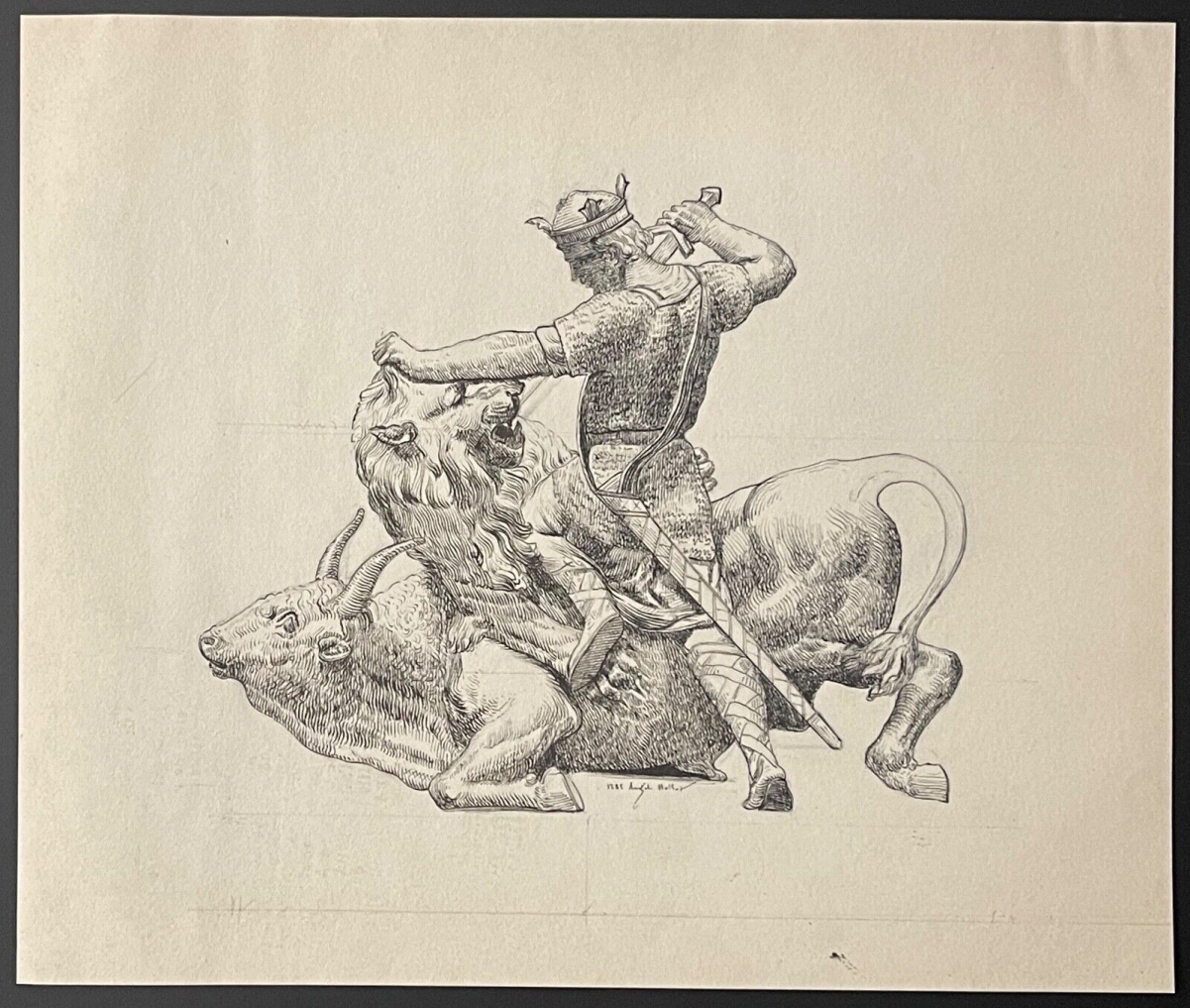 pepin_le_bref_714-768_roi_franc_carolingien_lion_taureau_dessin_1885_par_hottot