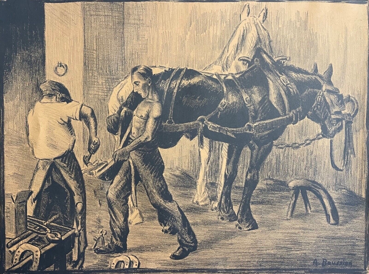 le_marechal-ferrant_par_a_baussier_gravure_vers_1930_france_cheval