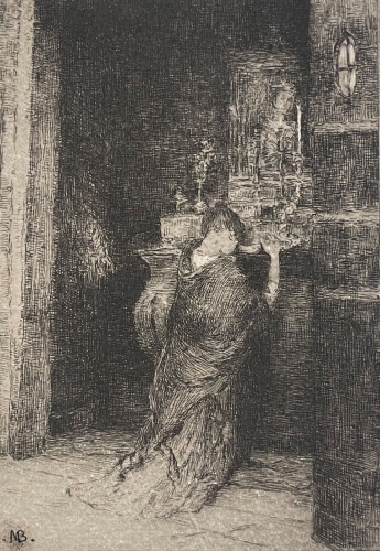 pierre_bompard_1890-1962_femme_en_priere_au_pied_dun_autel_10/30_luxembourg