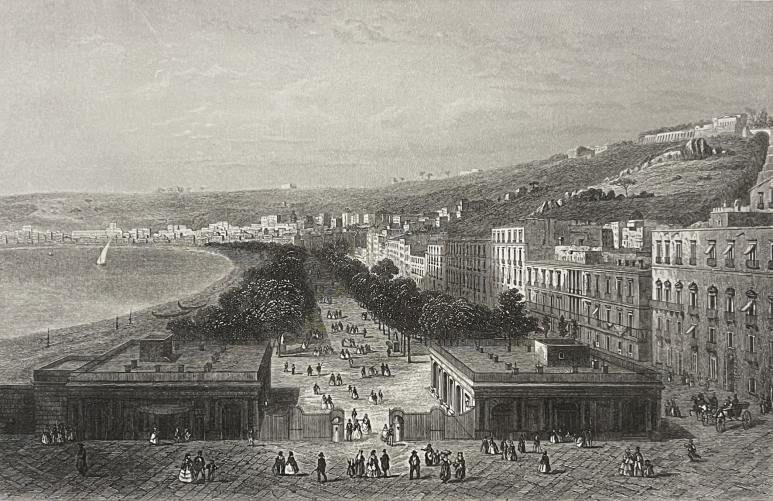 naples_vue_du_jardin_royal_grave_par_schroeder_vers_1840_italie
