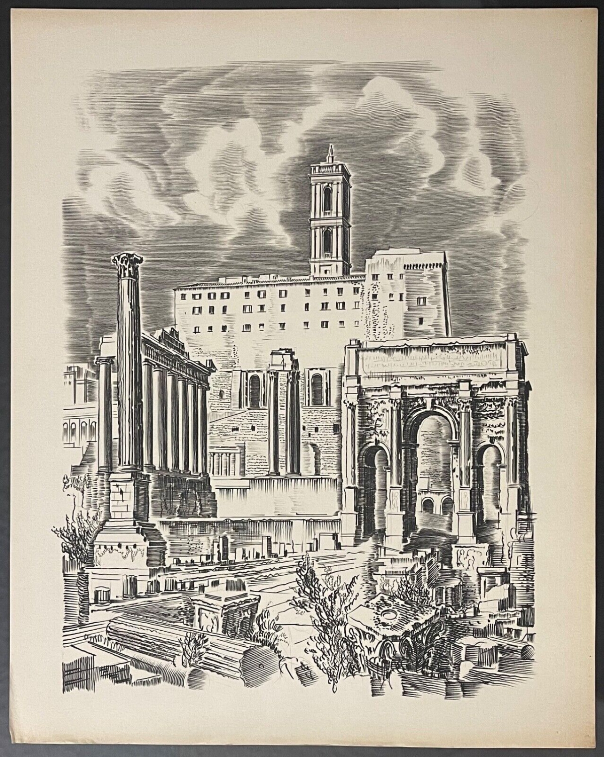 italie_rome_forum_gravures_attribuees_a_albert_decaris_vers_1958