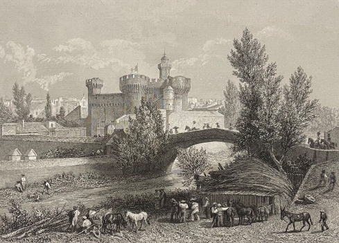 perpignan_le_castillet_ou_castellet_gravure_rouargue_1838_france