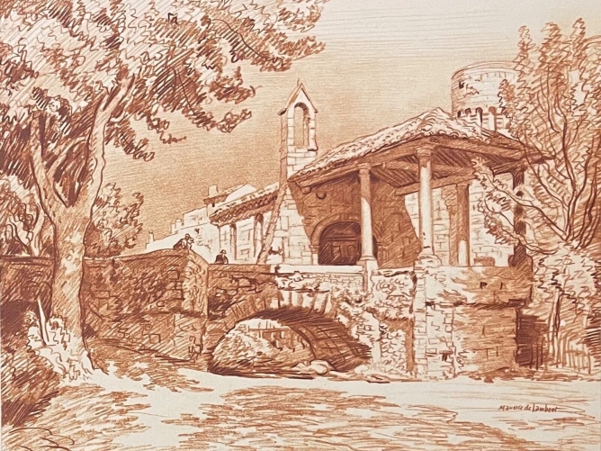 pernes-les-fontaines_le_pont_vaucluse_gravure_vers_1942_provence_france