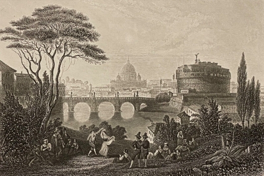 rome_ponte_saint-ange_italie_gravure_1838