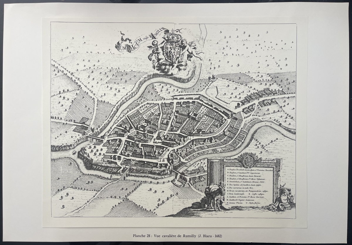 rumilly_haute-savoie_france_vue_cavaliere_de_1682_tirage_vers_1970
