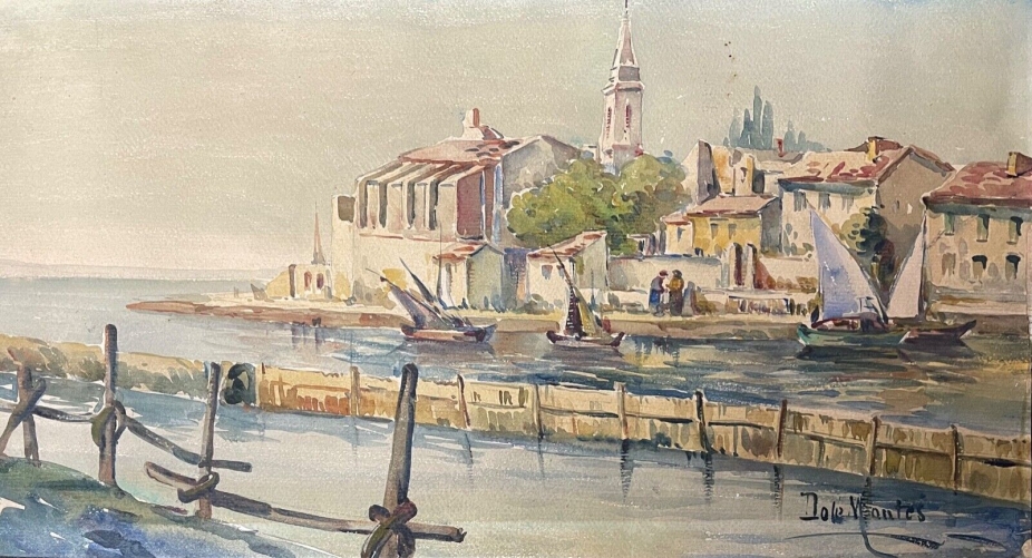 port_de_provence_aquarelle_signee_dole_mantes_fin_xix_e_debut_xx_e