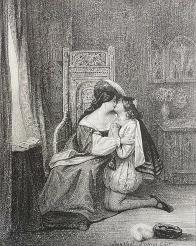 la_chatelaine_de_leon_noel_dapres_guet_gravure_originale_1835_france
