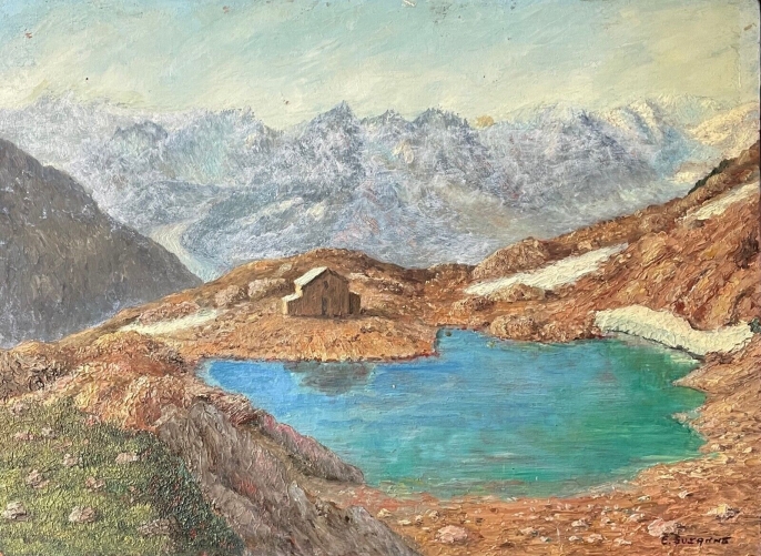 le_lac_blanc_et_le_mont_blanc_chamonix_acrylique_sur_bois_alpes_france