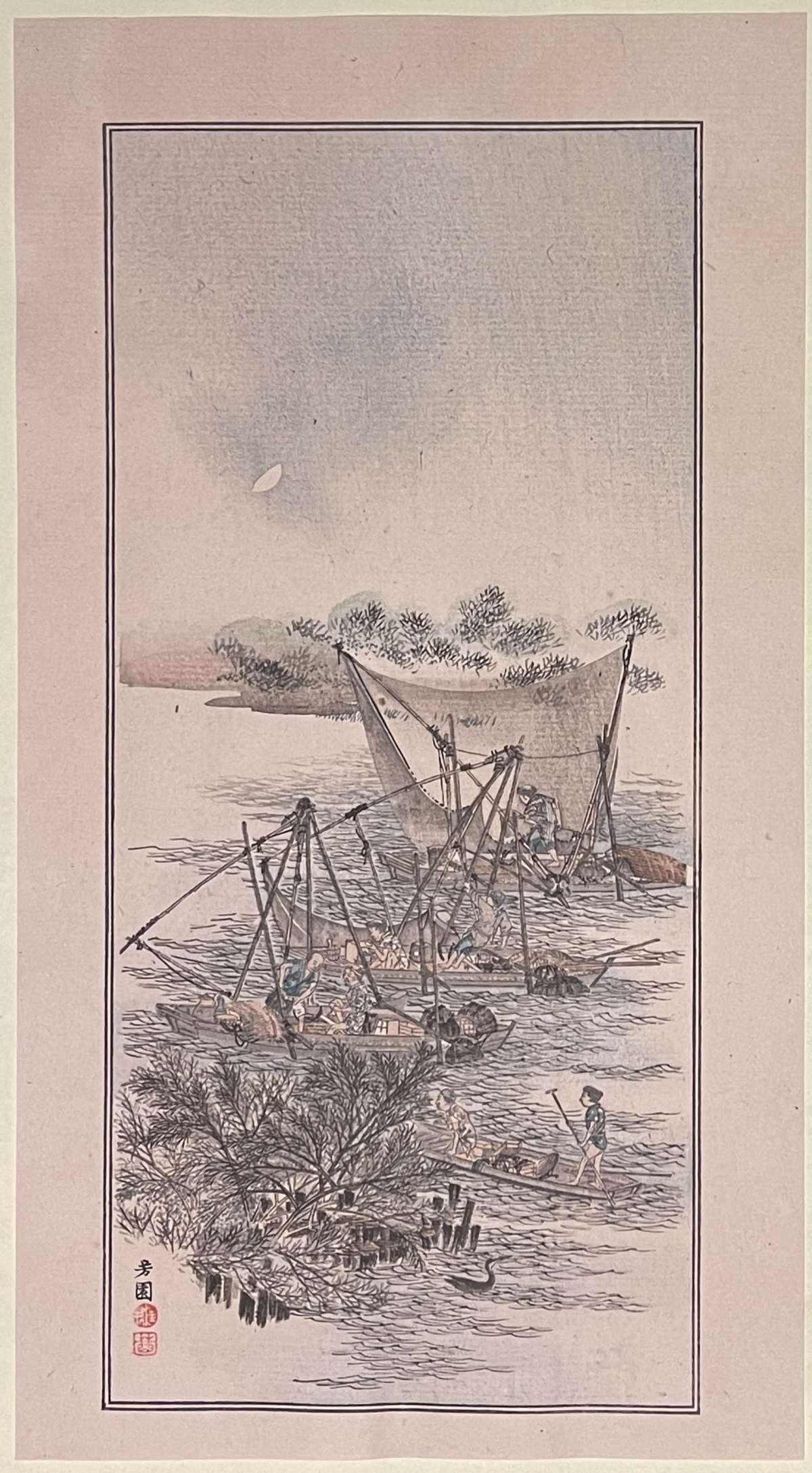 pecheurs_par_nanbara_sakujirō_1889_japon_estampe_japonaise_sur_verge_peche