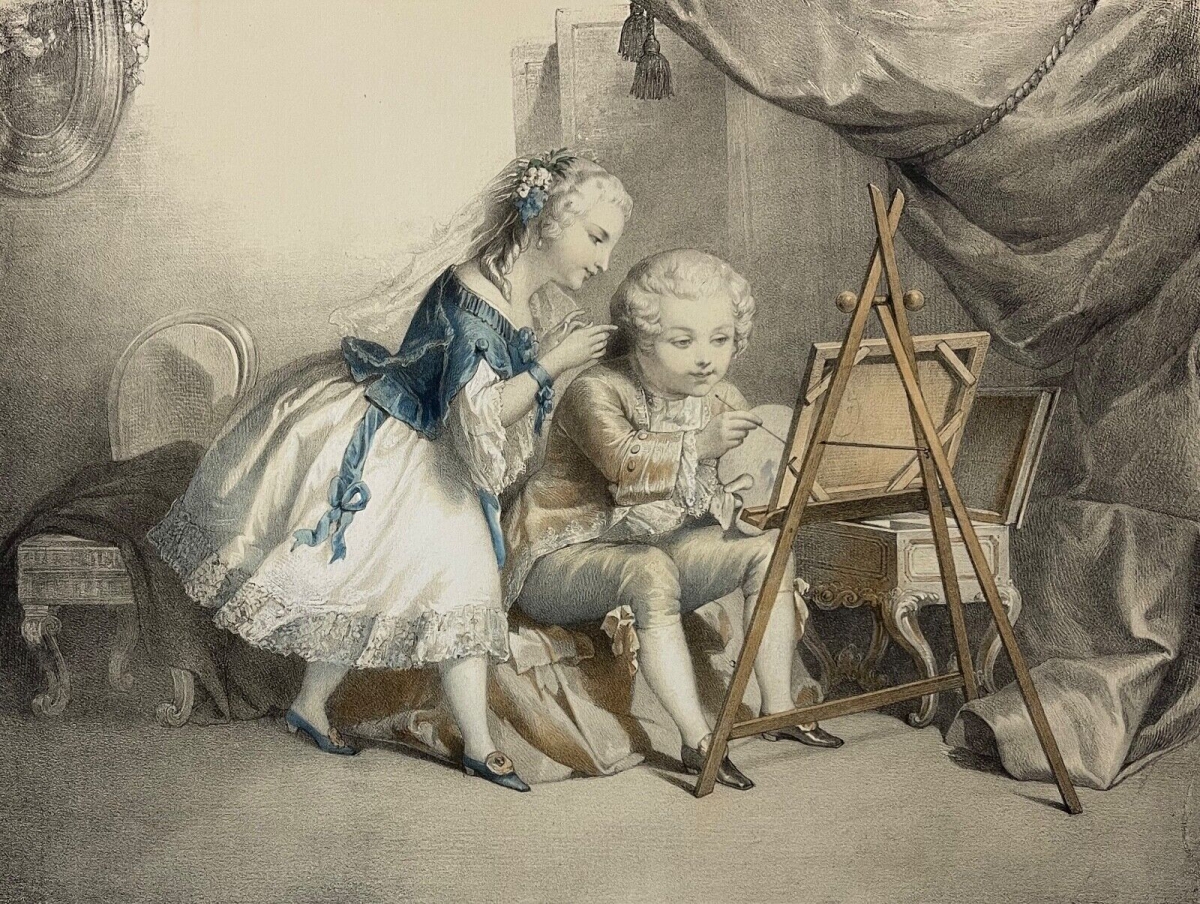 le_petit_peintre_conseils_en_peinture_lithographie_de_charpentier_c_1830_enfant