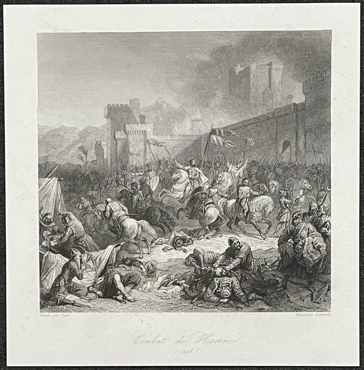 combat_de_harenc_harim_syrie_alep_croisade_1098_gravure_de_1840