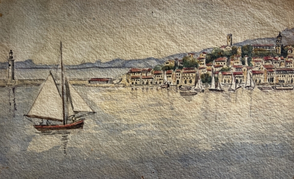 le_suquet_above_cannes_harbour_???_french_riviera_watercolour_circa_1917