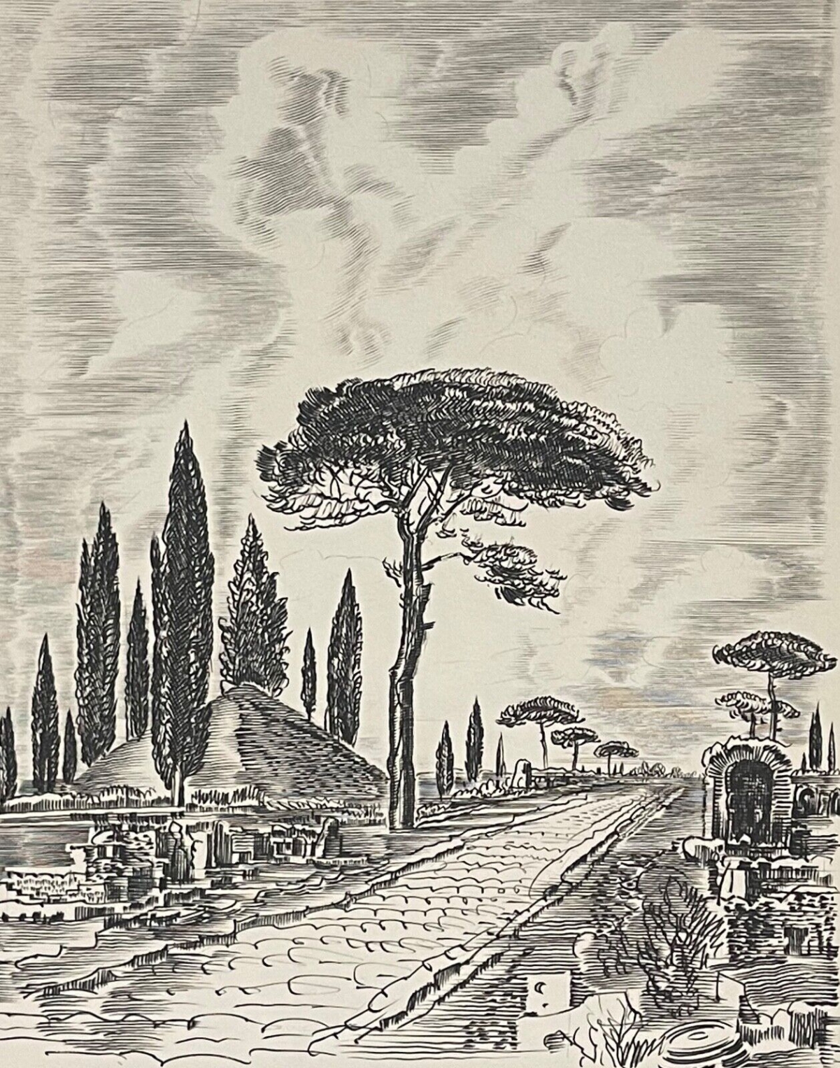 italie_voie_romaine_gravures_attribuees_a_albert_decaris_vers_1958