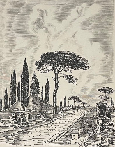italie_voie_romaine_gravures_attribuees_a_albert_decaris_vers_1958