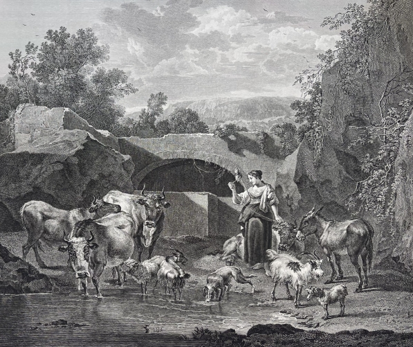 nicolaes_berchem_labreuvoir_burin_de_robert_daudet_vers_1818_tirage_vers_1850