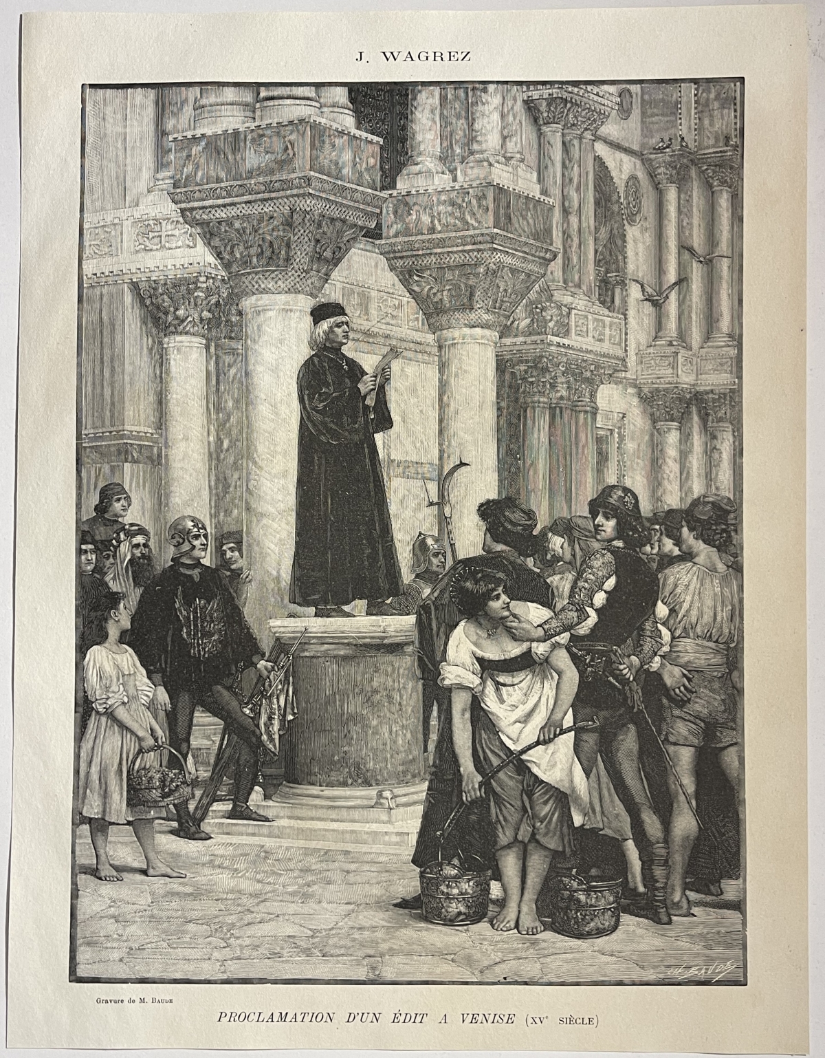 venice_italy_public_reading_of_an_edict_1891_antique_print_after_wagrez