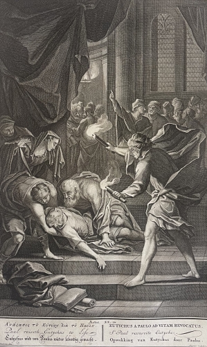saint_paul_ressuscite_eutychus_gravure_au_burin_dapres_houbraken_1728