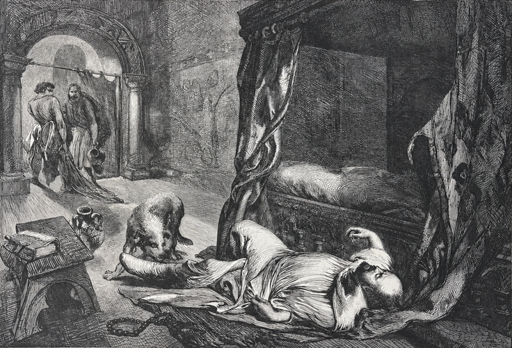 william_the_conqueror_his_death_after_j_gilbert_historical_engraving_1861