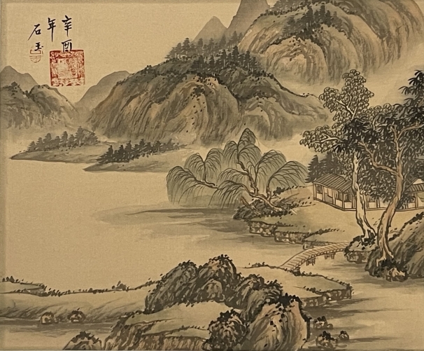 chine_montagne_et_fleuve_et_maison_encre_sur_soie_signee
