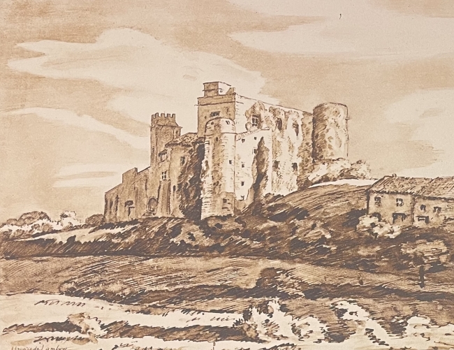 lourmarin_le_chateau_vaucluse_gravure_vers_1942_provence_france_europe