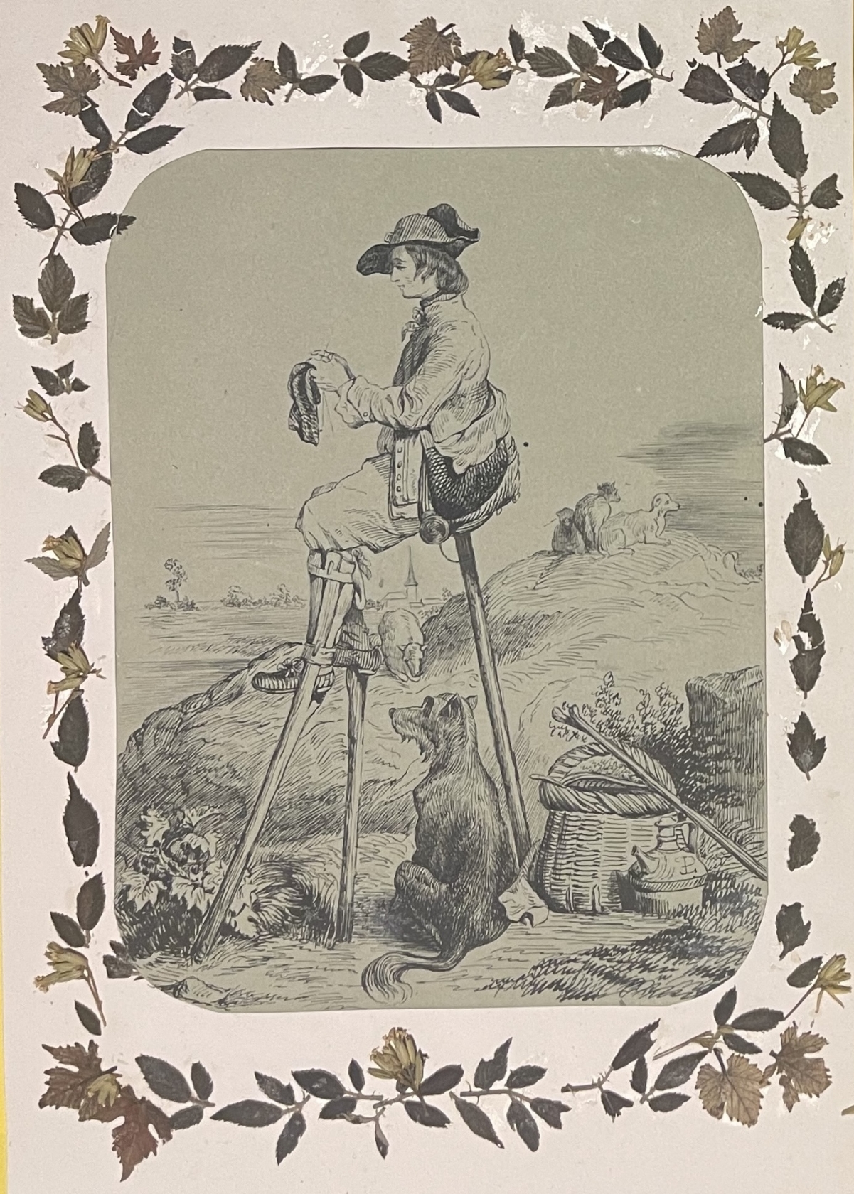 berger_landais_tissant_dessin_plume_vers_1850_france_chien_mouton_tissage_lande
