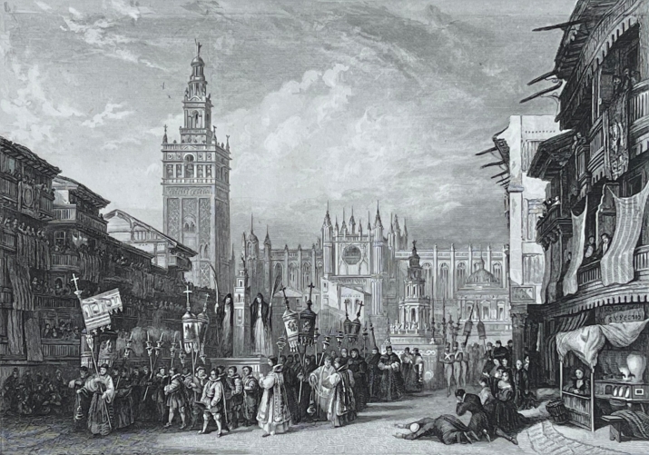 seville_espagne_sevilla_procession_tirage_original_chardon_1836