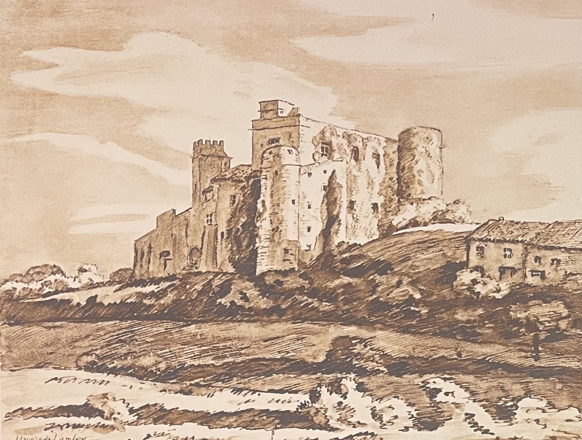 lourmarin_le_chateau_vaucluse_gravure_vers_1942_provence_france_europe