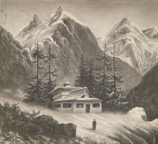 suisse_chalet_dessin_fusain_fixe_de_1874_anonyme_montagne_alpes