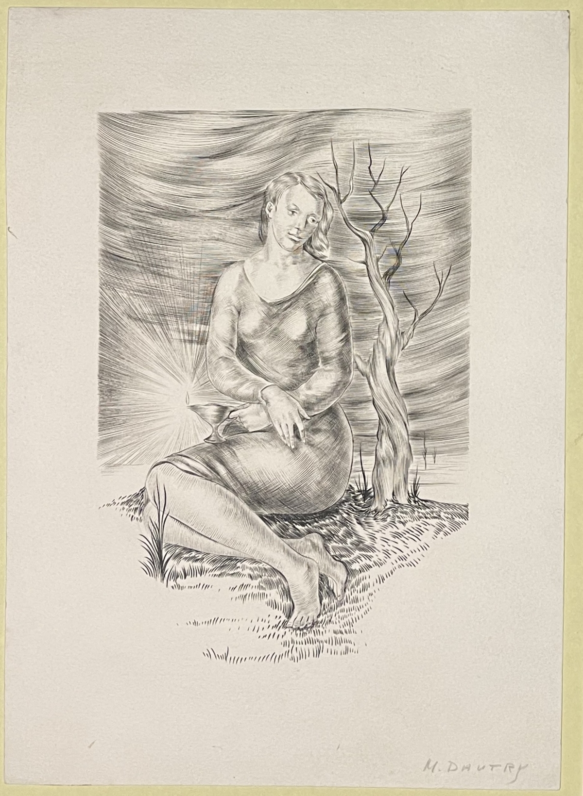 femme_a_la_lampe_a_huile_gravure_de_marc_dautry_1930-2008_vers_1968_france