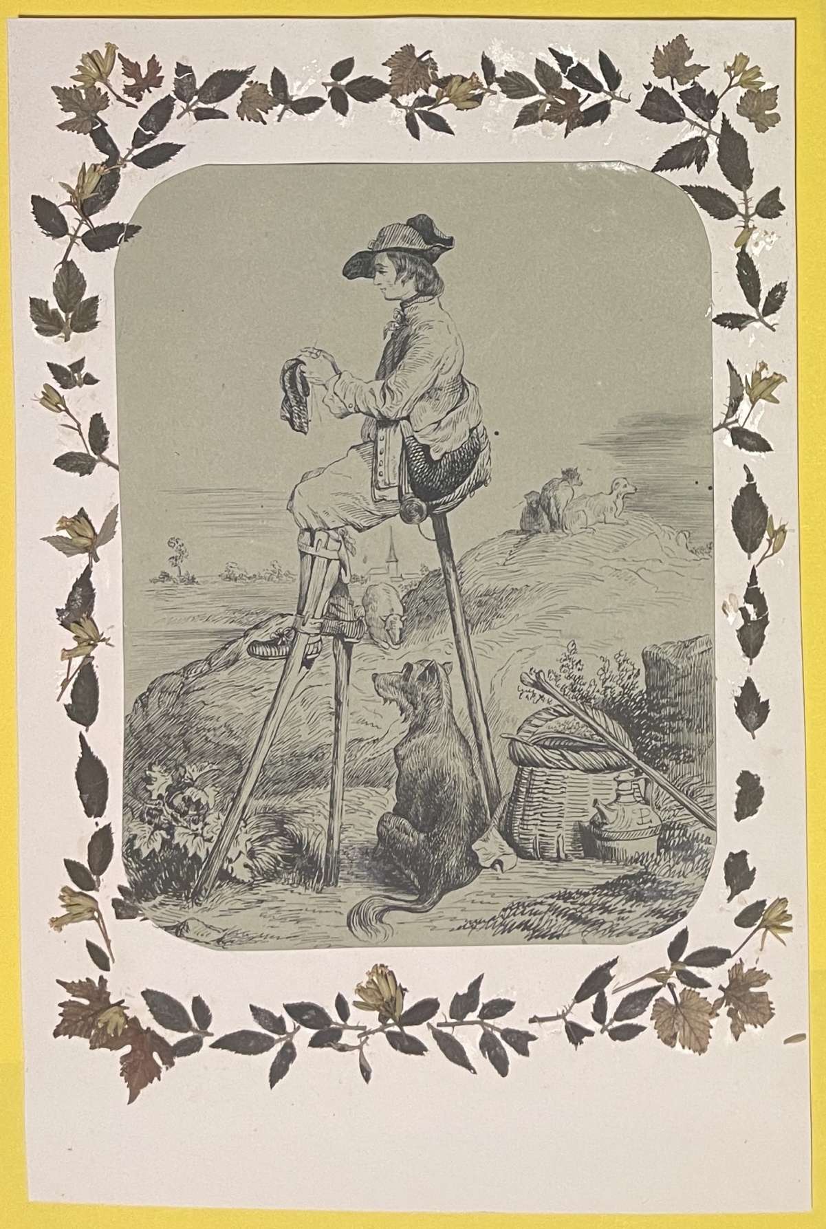 berger_landais_tissant_dessin_plume_vers_1850_france_chien_mouton_tissage_lande