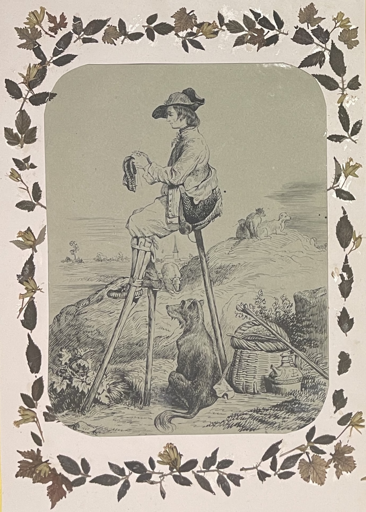 berger_landais_tissant_dessin_plume_vers_1850_france_chien_mouton_tissage_lande